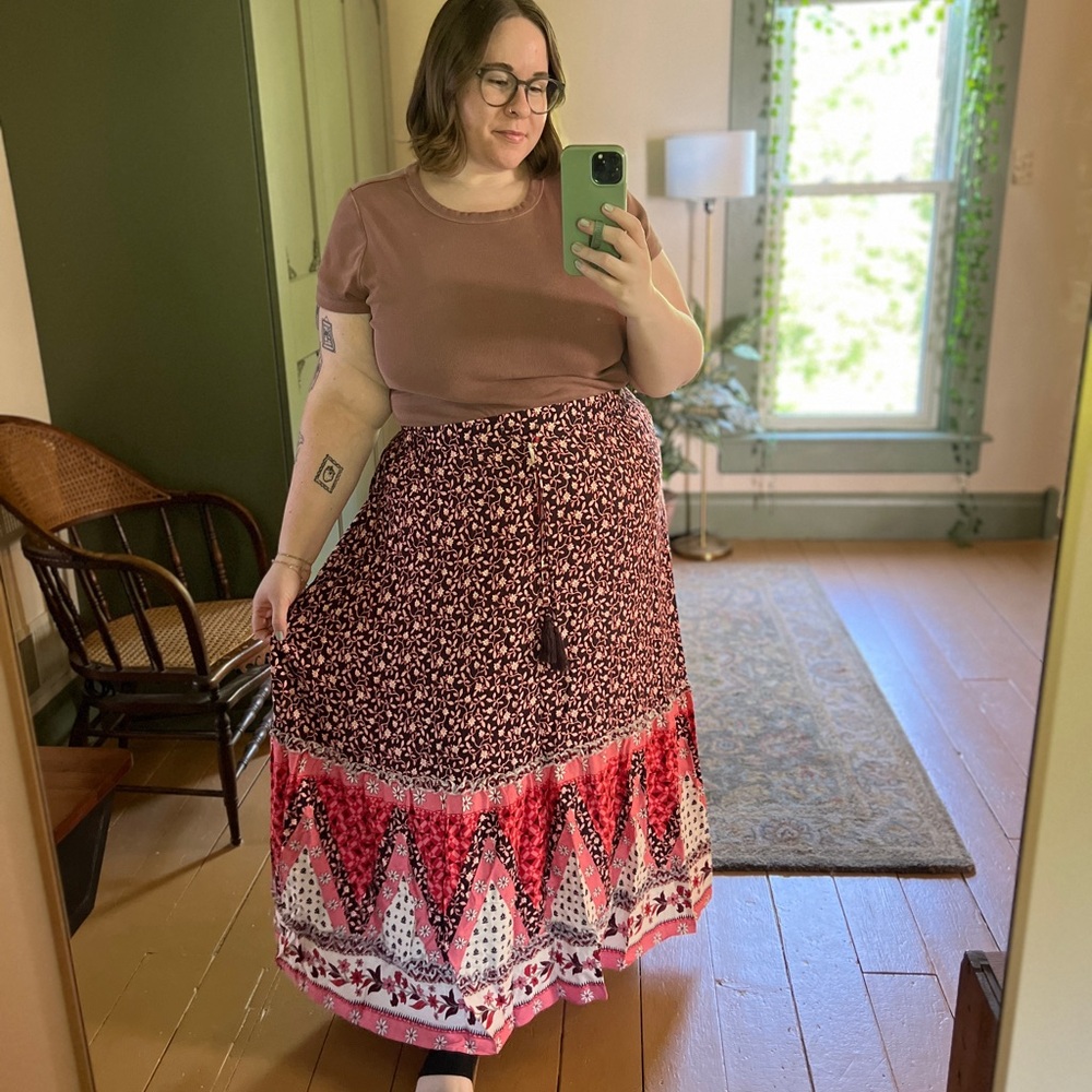 3X Avenue Plus Floral Maxi Skirt